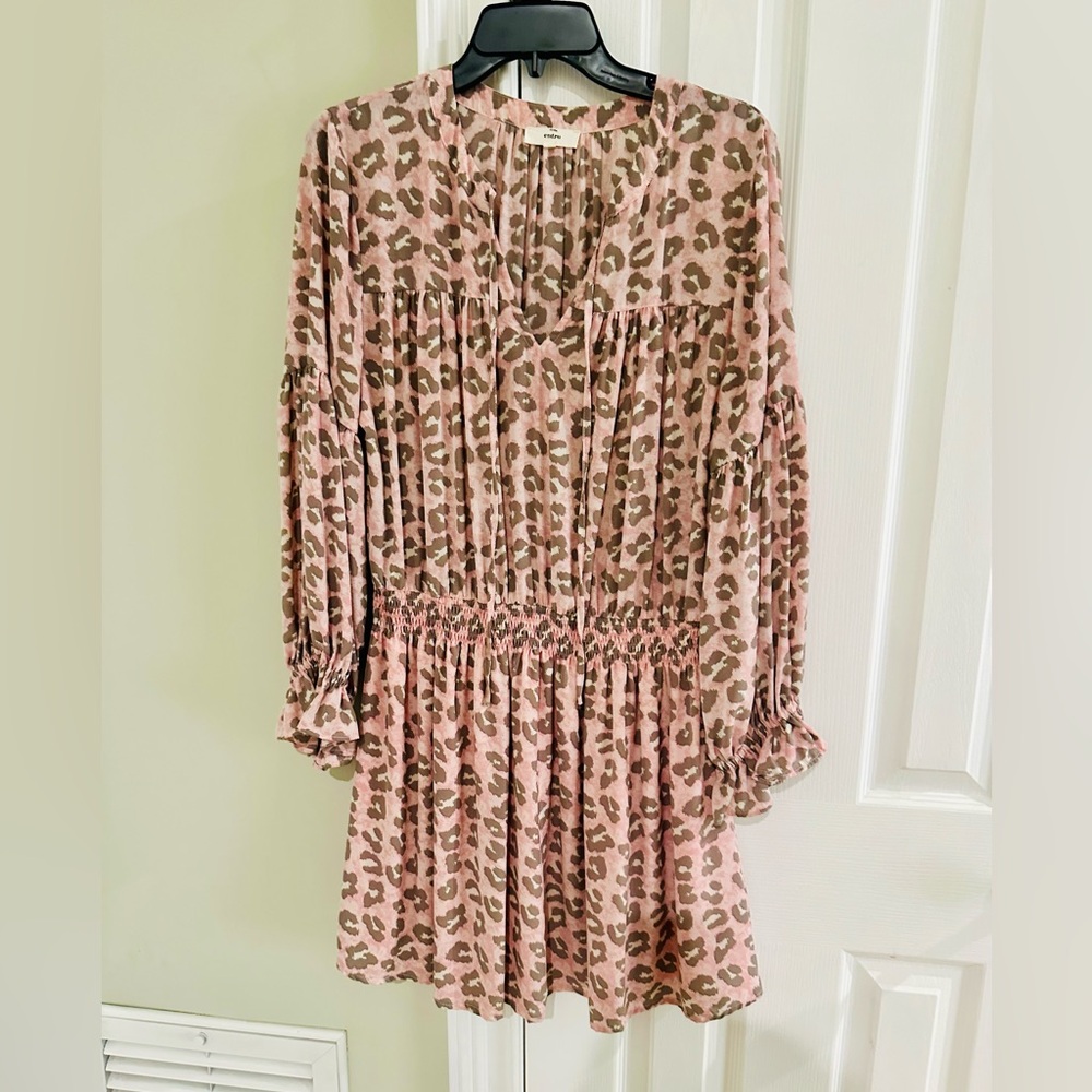 Smocked leopard print dress - lined